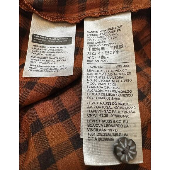 Women's Brown Gingham Levi Blouse Size XXL‎ - Picture 5 of 5